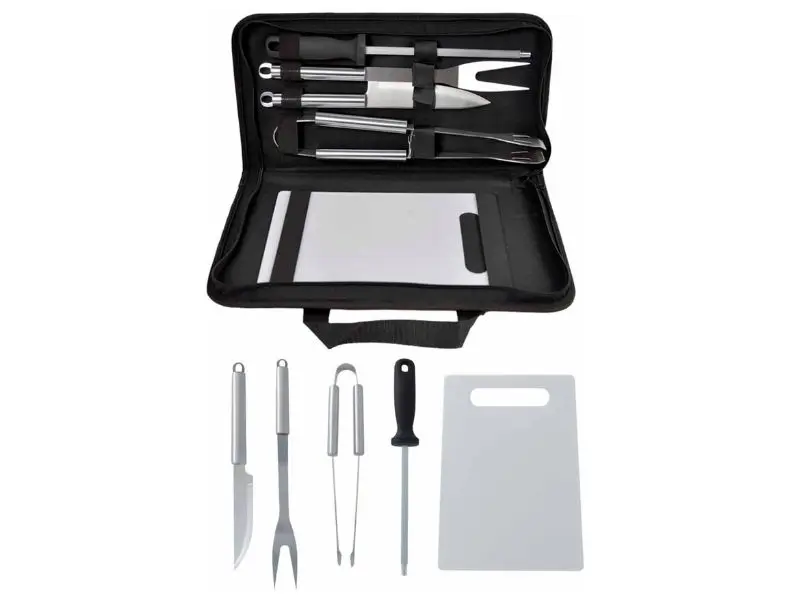 [Top Rio Kits para Churrasco 5 Peças em Aço Inox com Estojo]