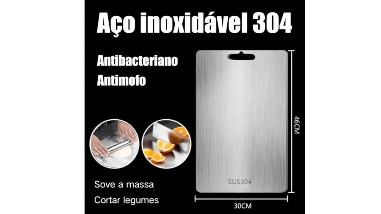 Tábua de carne para churrasco em Titânio Inox Premium