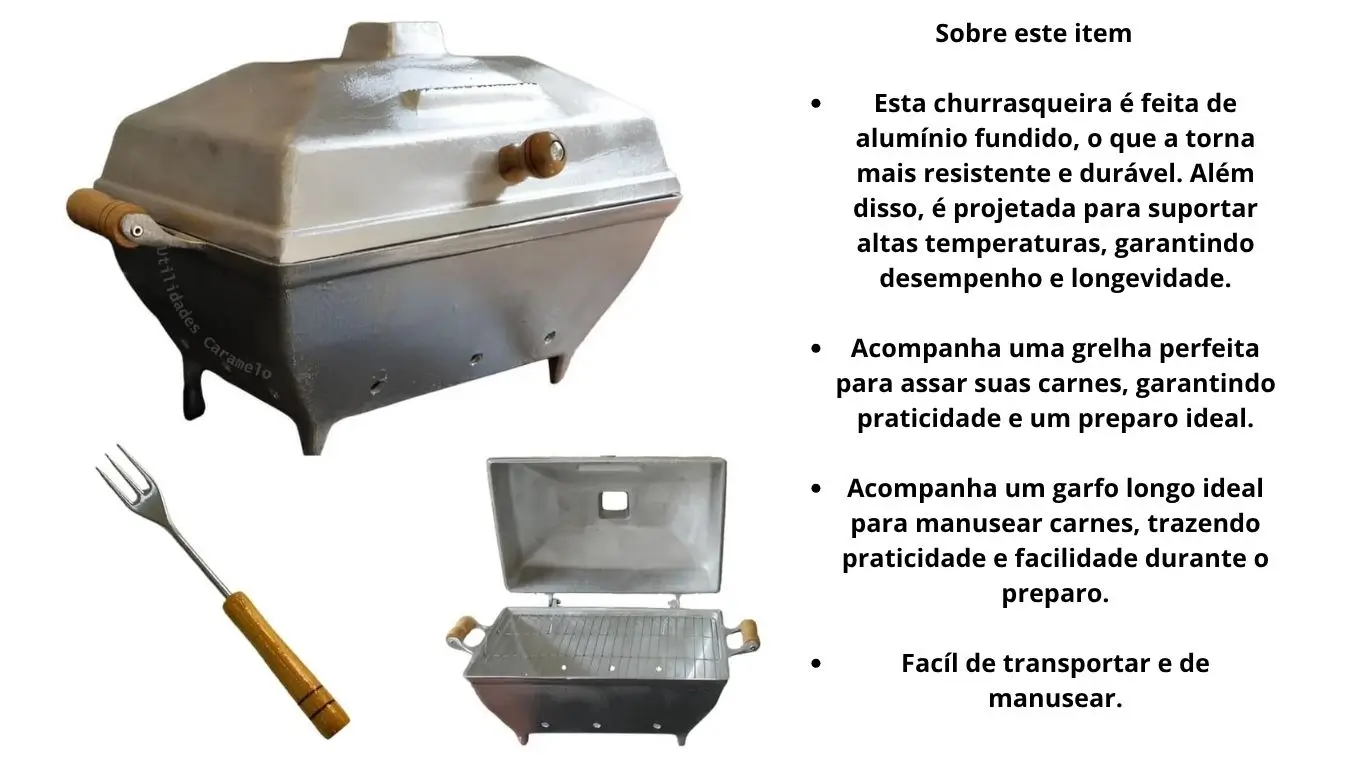 Churrasqueira de alumínio grande de 58 cm