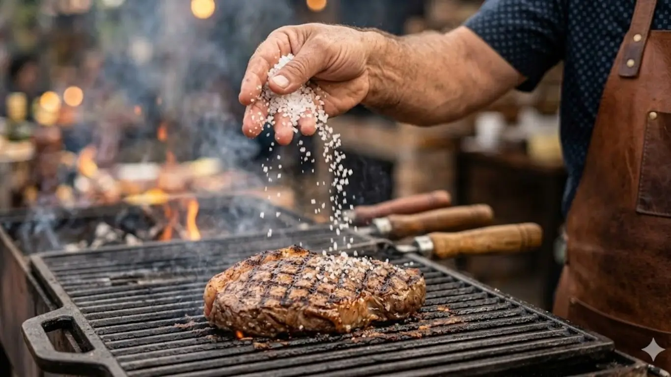 O segredo do sal grosso que poucos conhecem: por que você nunca deve salgar a carne antes de selar